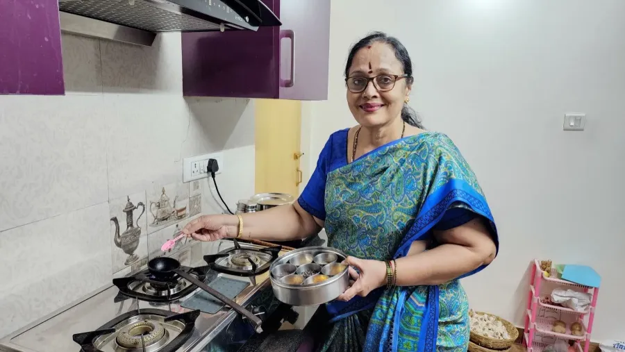 Home cook preparing fresh food in a Bengaluru kitchen